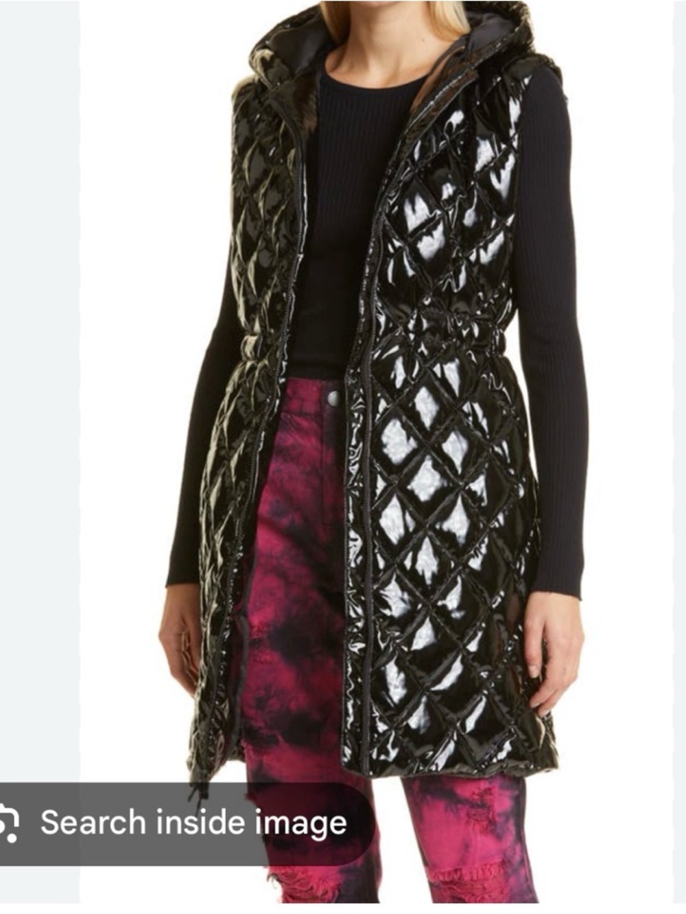 Alice and Olivia Daniel Maxi Puffer Vest with Hood